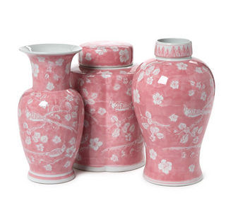 Hand-Painted Pink Chinoiserie Vase