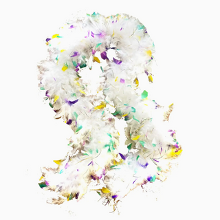 White Feather Boa with Purple Green Gold Tips with Foil