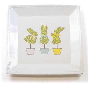 Boxwood Bunny Topiary Platter