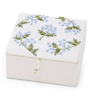 Hydrangea Small Jewelry Box with Beaded Tassel Puller