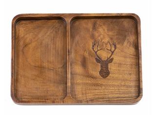 Deer Etched Wood Valet Tray