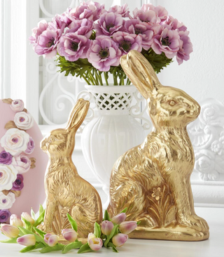 19 Inch Resin Gold Foil Easter Bunny