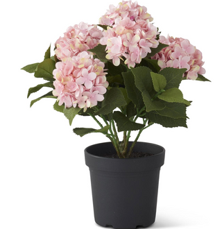 18.75 Inch 5 Bloom Potted Hydrangea w/Faux Dirt