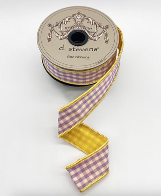 1" Gingham in Yellow & Lavender
