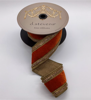 2.5" Velvet Wired Persimmon Ribbon