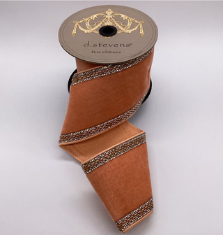 4" Velvet Peach Wired Ribbon