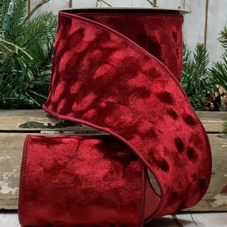 4" Burgundy Wired Velvet Ribbon