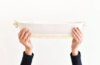 Deco Gold Scallop Oval Handled Bowl