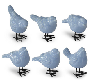 Assorted 2.5 Inch Blue Porcelain Birds