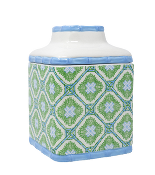 Tissue Holder, Bamboo Logo Trellis