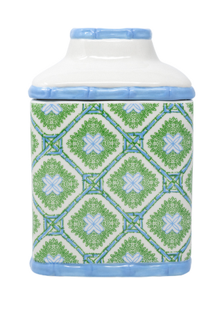 Tissue Holder, Bamboo Logo Trellis