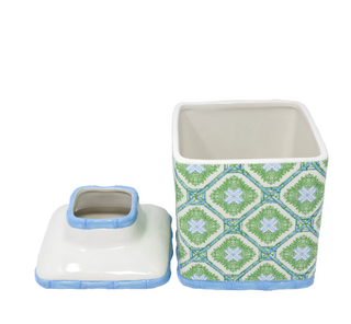 Tissue Holder, Bamboo Logo Trellis