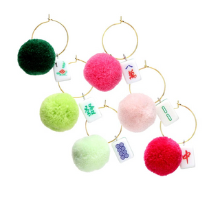Mahjong Pom Pom Wine Charms