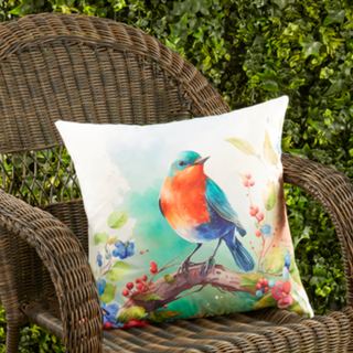 Perched Bird Outdoor Pillow - Poly Filled