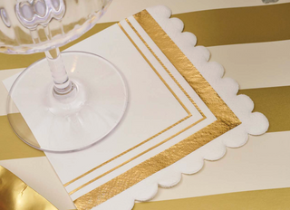 Cocktail Napkin Gold & White/20 pkg