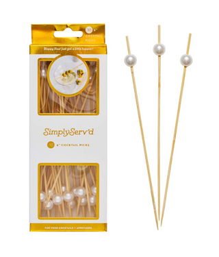 Pearl White 6 Inch Wood Party Pick/30pk - Gift Box Regular price