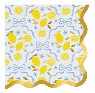 Foil Wavy Scalloped Napkins - Lemons