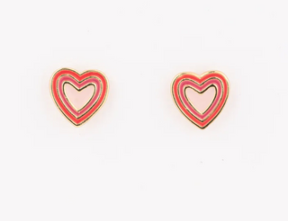 Enamel Red Heart Earrings (Girl)