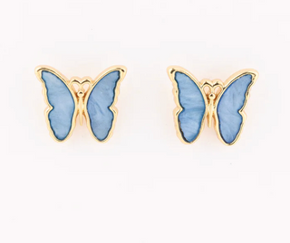 Enamel Blue Butterfly Earrings (Girl)