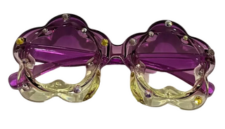 Crystallized Ombre Flower Sunglasses - Purple/Gold