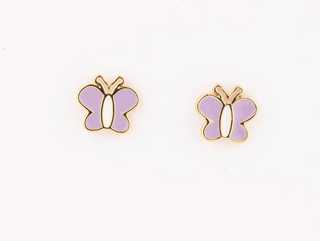 Enamel Purple Butterfly Earrings (Girl)