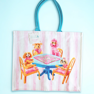 Dogs Playing Mahjong Tote Bag
