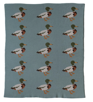 Cotton Knit Baby Blanket w/ Ducks, Multi Color