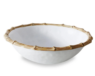 VIDA Bamboo Large Salad Bowl (White and Natural)