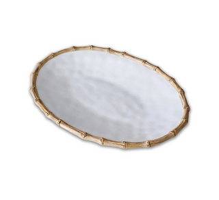 VIDA Bamboo Large Oval Platter (White and Natural)
