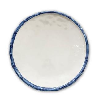 VIDA Bamboo 11" Dinner Plate Set of 4 (White and Blue)
