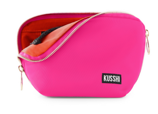 Neoprene Makeup Bag in French Pink and Sand pink sherbert