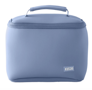 Neoprene Train Case in Pearl Blue and Sand pink