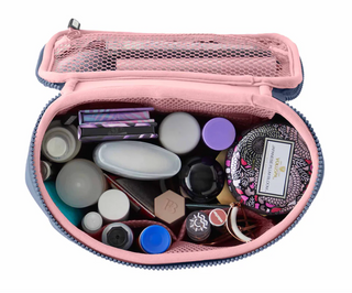 Neoprene Train Case in Pearl Blue and Sand pink