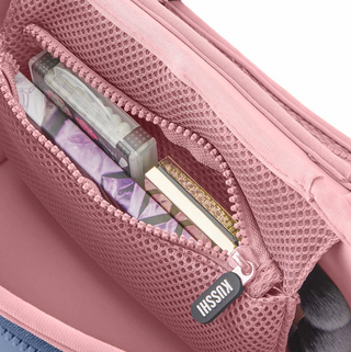 Neoprene Train Case in Pearl Blue and Sand pink