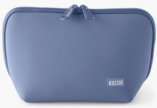 Neoprene Makeup Bag in Pearl Blue and Sand pink