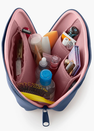Neoprene Makeup Bag in Pearl Blue and Sand pink