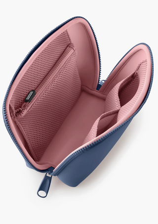 Neoprene Makeup Bag in Pearl Blue and Sand pink