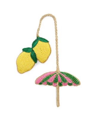 Lemon Umbrella Beaded Bag charm