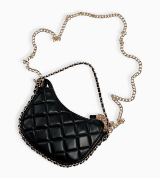 Quilted Leather Crescent Purse Black