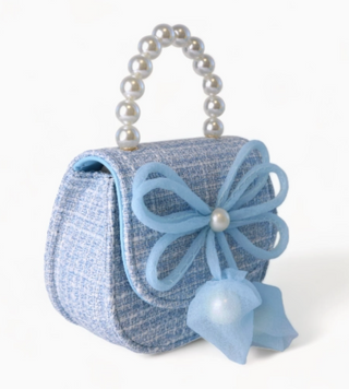 Bowtie Tweed Purse Blue