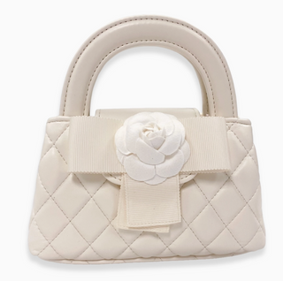 Floral Applique Quilted Bag Ivory