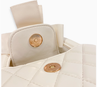 Floral Applique Quilted Bag Ivory