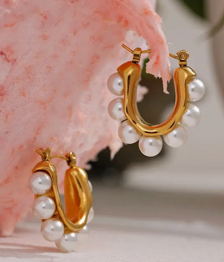 French Pearl Hoops