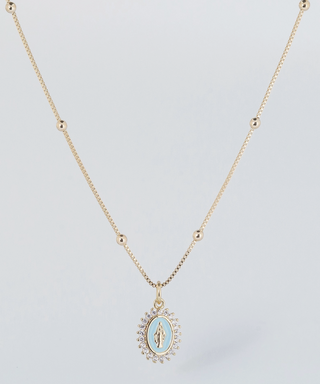 Our Lady Of Lourdes Necklace Aqua