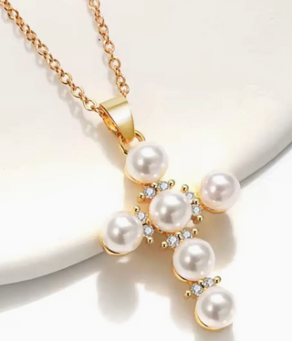 Marisela Pearl Cross Necklace