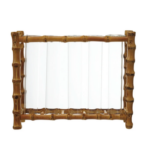 Bamboo Stand with 5 Glass Test Tube Vases