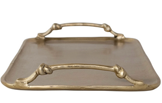 Gold Finish Cast Aluminum Tray with Handles