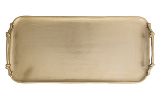 Gold Finish Cast Aluminum Tray with Handles