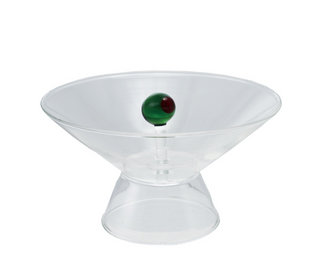 10 oz. Footed Glass Bowl with Hand-Blown Olive Inside