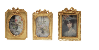 Gold Finished Resin Photo Frame with Bow